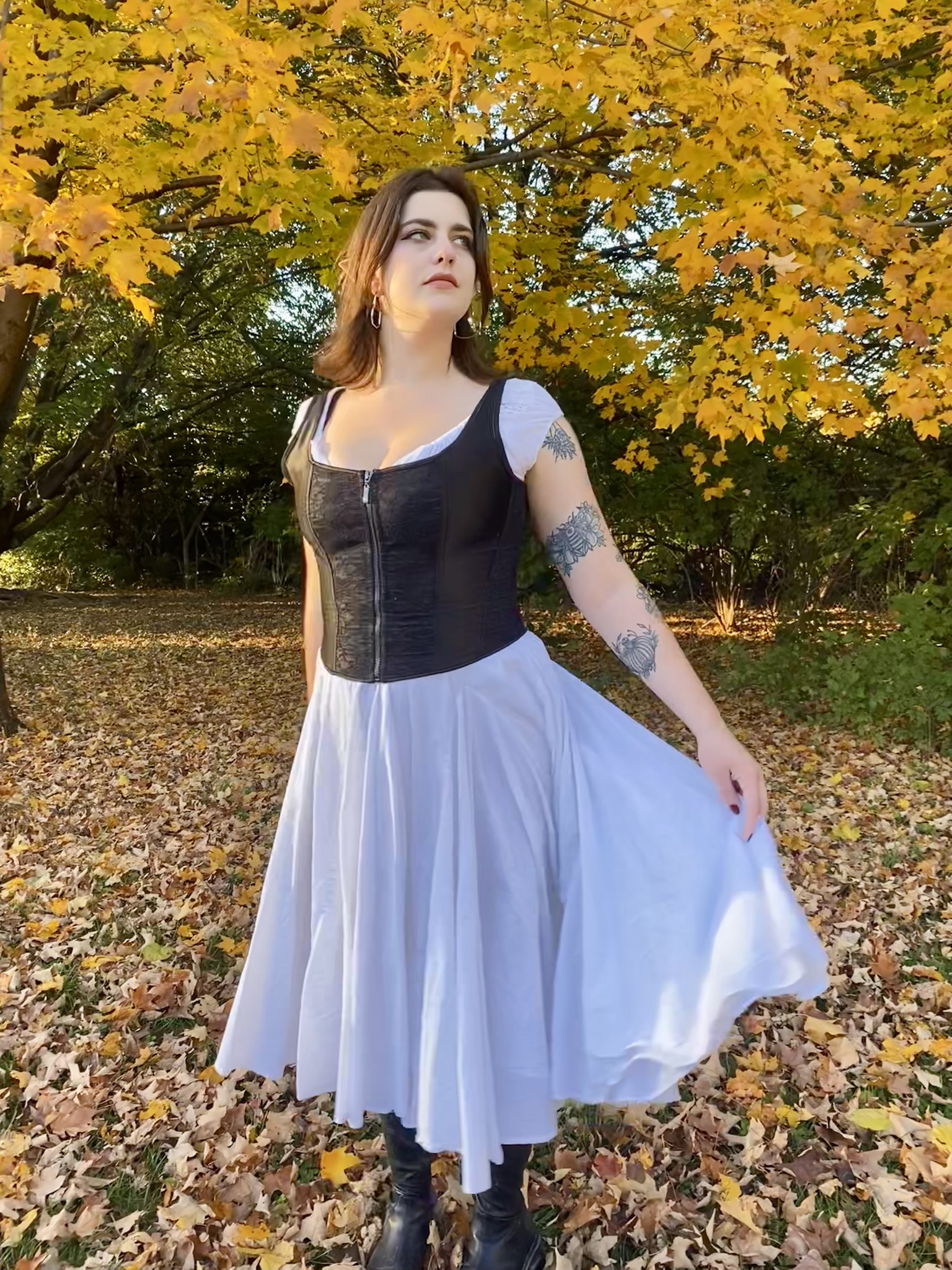 Full look: black lace corset